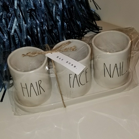 Rae Dunn hair face nails makeup brush holder - Picture 2 of 3